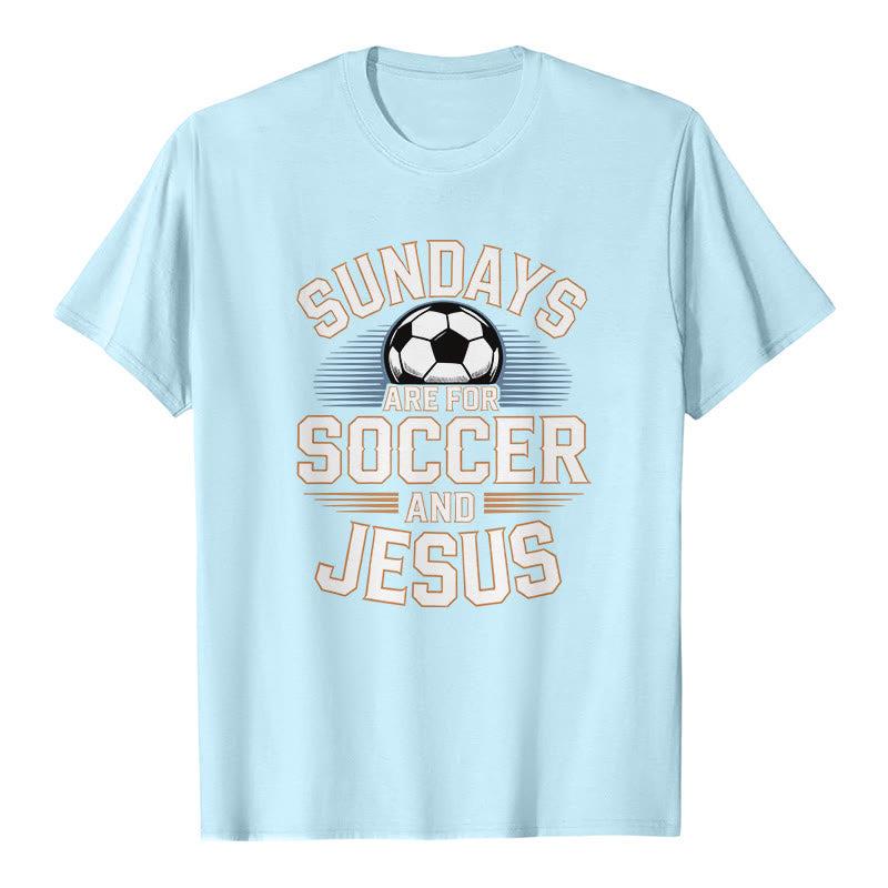 Christianartworkshop T-shirt premium « Le dimanche, c'est foot et Jésus » - Football et Foi - Bleu - 2XL - image 6