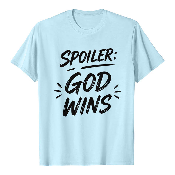 Christianartworkshop Spoiler : T-shirt premium à manches courtes God Wins - Bleu - 2XL - image 7