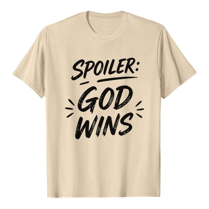 Christianartworkshop Spoiler : T-shirt premium à manches courtes God Wins - Beige - 2XL - image 8