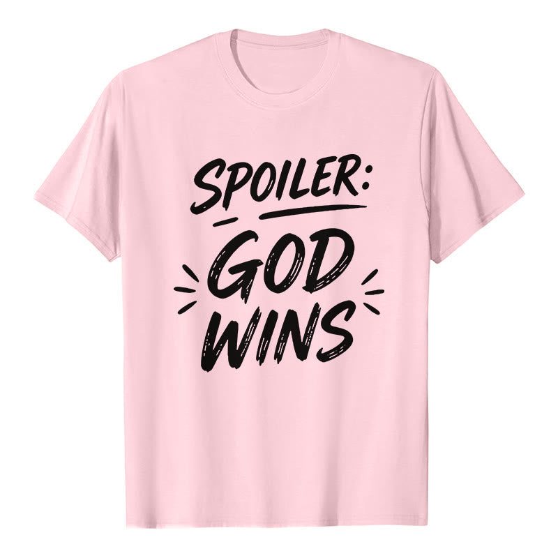 Christianartworkshop Spoiler : T-shirt premium à manches courtes God Wins - Rose - 2XL - image 3