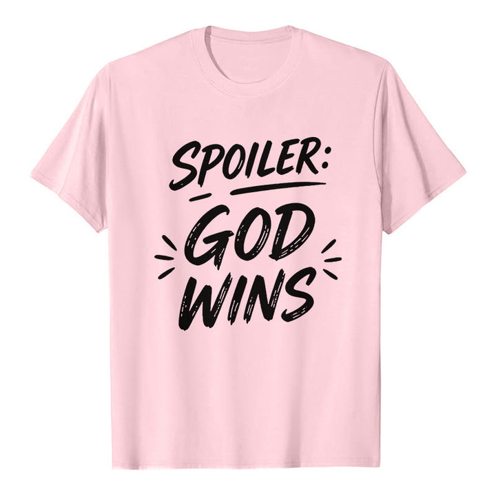 Christianartworkshop Spoiler : T-shirt premium à manches courtes God Wins - Rose - 2XL - image 3