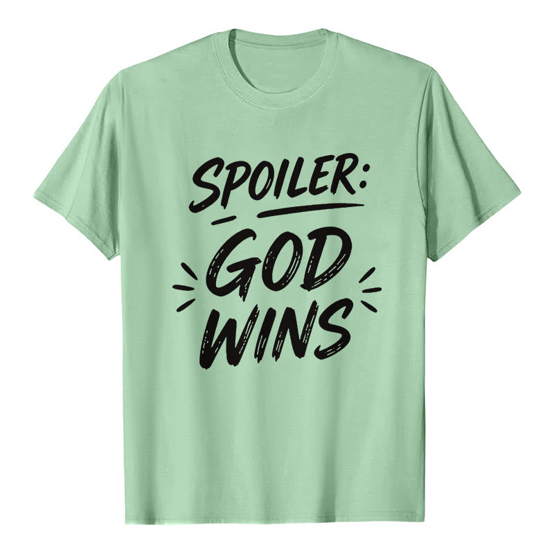 Christianartworkshop Spoiler : T-shirt premium à manches courtes God Wins - Vert clair - 2XL - image 5