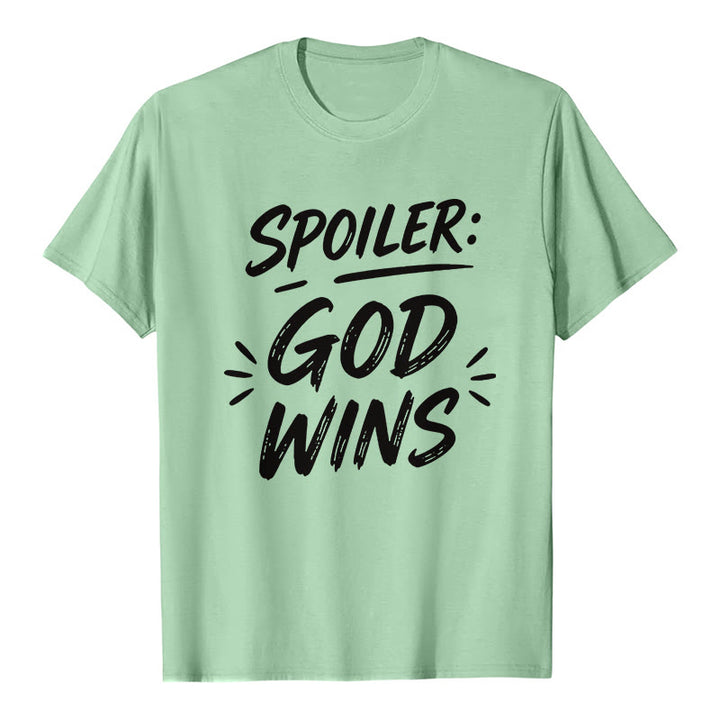 Christianartworkshop Spoiler : T-shirt premium à manches courtes God Wins - Vert clair - 2XL - image 5