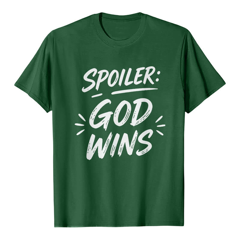 Christianartworkshop Spoiler : T-shirt premium à manches courtes God Wins - Vert foncé - 2XL - image 6
