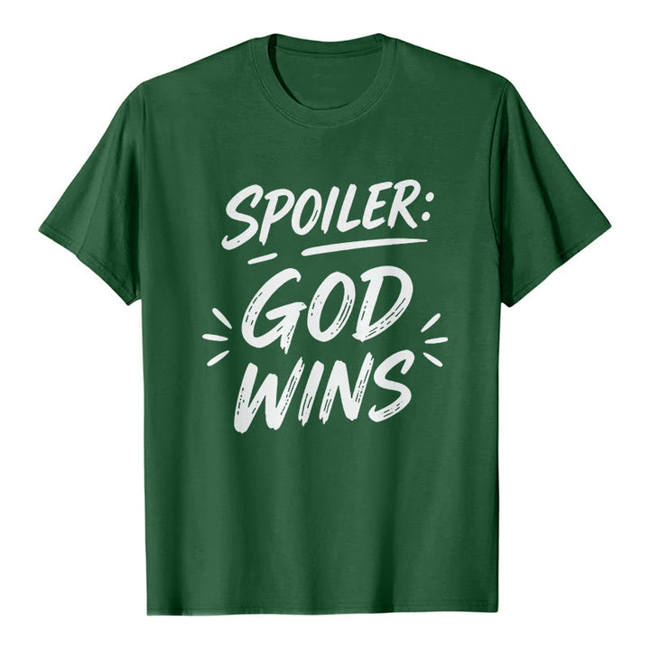 Christianartworkshop Spoiler : T-shirt premium à manches courtes God Wins - Vert foncé - 2XL - image 6