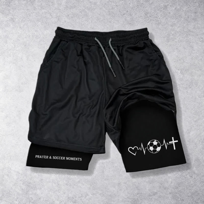 Christianartworkshop Short de sport multicouche Soccer & Faith Heartbeat Cross - image 10