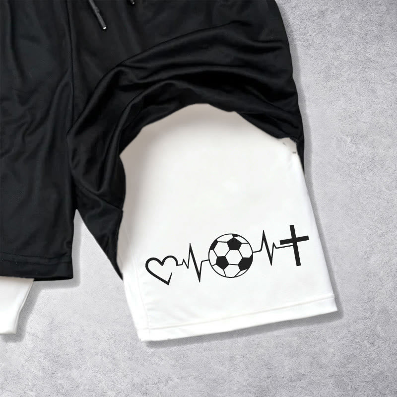 Christianartworkshop Short de sport multicouche Soccer & Faith Heartbeat Cross - image 6
