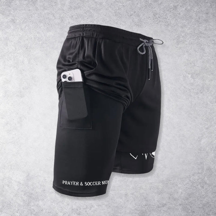 Christianartworkshop Short de sport multicouche Soccer & Faith Heartbeat Cross - image 16