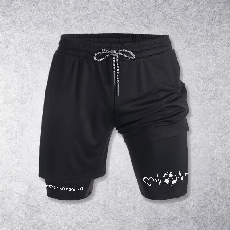 Christianartworkshop Short de sport multicouche Soccer & Faith Heartbeat Cross - Noir - 3XL - image 9