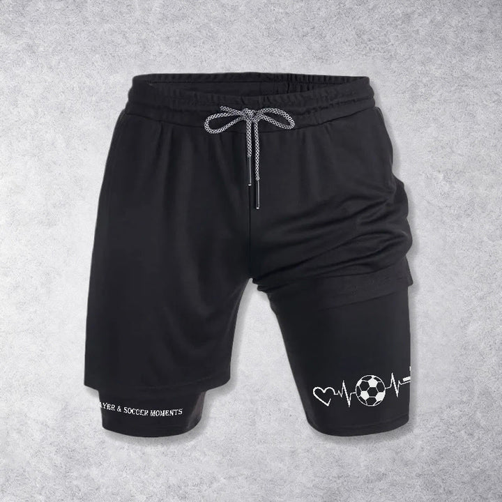 Christianartworkshop Short de sport multicouche Soccer & Faith Heartbeat Cross - Noir - 3XL - image 9