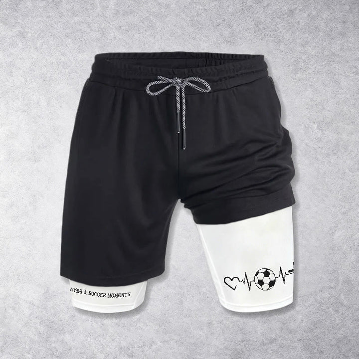 Christianartworkshop Short de sport multicouche Soccer & Faith Heartbeat Cross - Blanc - 3XL - image 0