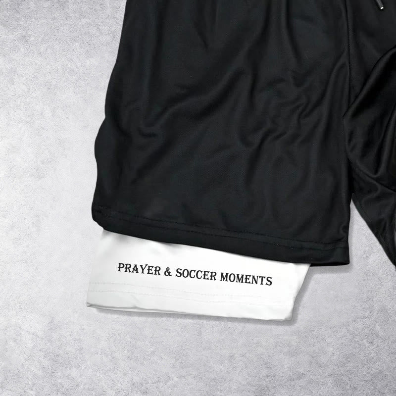 Christianartworkshop Short de sport multicouche Soccer & Faith Heartbeat Cross - image 5