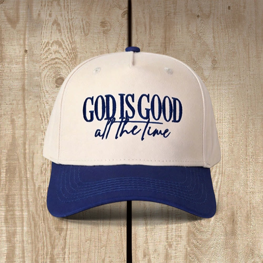 Christianartworkshop Casquette de baseball décontractée brodée « Dieu est bon en tout temps » - Marine - image 1