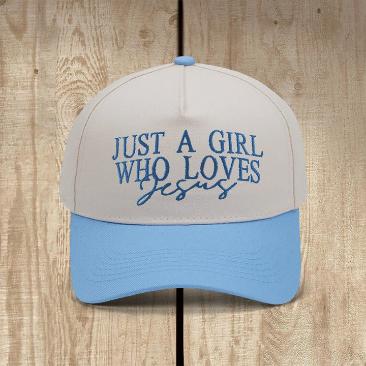 Christianartworkshop Casquette de baseball inspirée par la foi « Juste une fille qui aime Jésus » - Bleu ciel - image 7