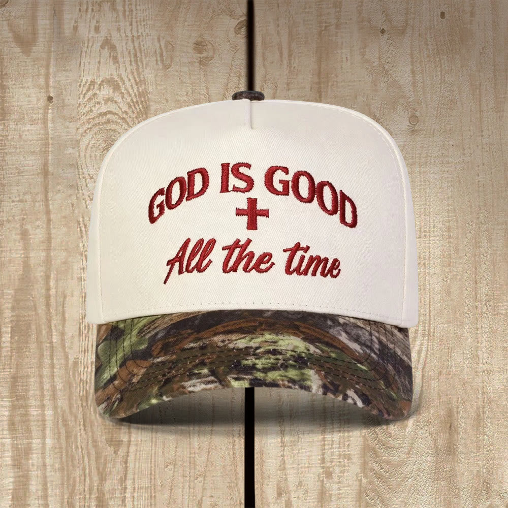 Christianartworkshop Casquette de baseball avec croix et accent sur la foi : Dieu est bon en tout temps - Rouge - image 1