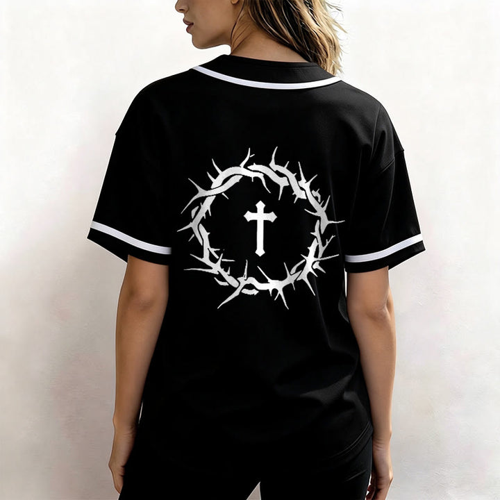 Christianartworkshop La foi plutôt que la peur Deutéronome 3:22 Maillot de baseball avec croix et couronne d'épines - image 12