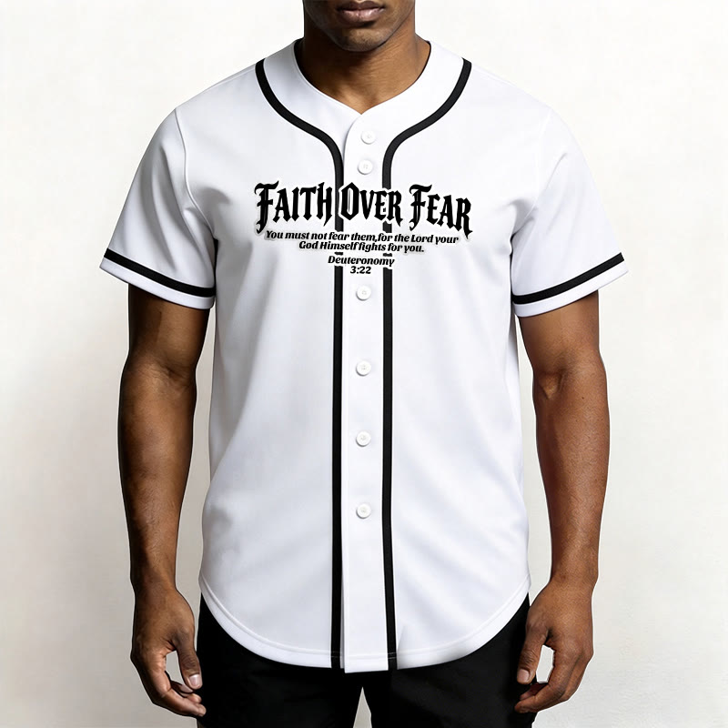 Christianartworkshop La foi plutôt que la peur Deutéronome 3:22 Maillot de baseball avec croix et couronne d'épines - image 1