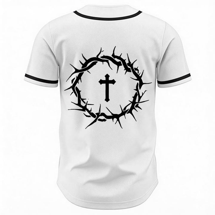 Christianartworkshop La foi plutôt que la peur Deutéronome 3:22 Maillot de baseball avec croix et couronne d'épines - image 6