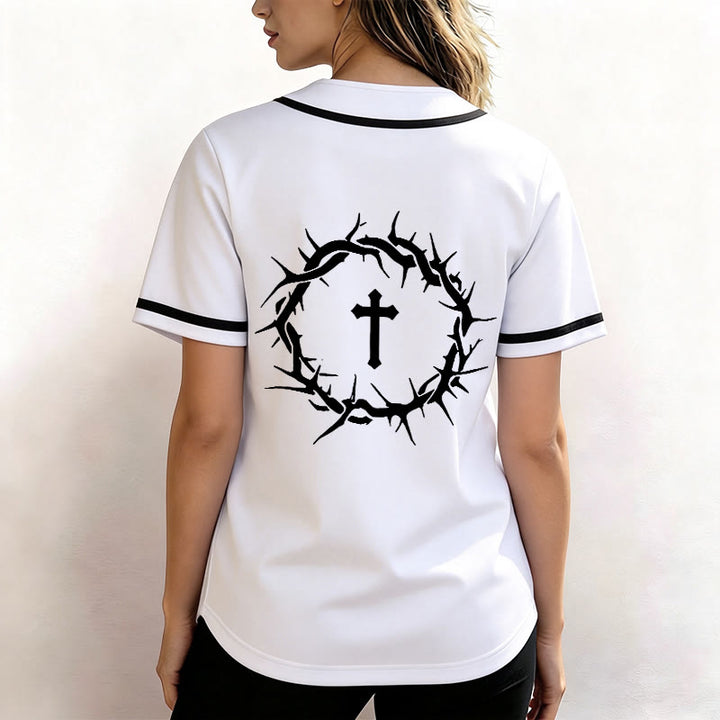 Christianartworkshop La foi plutôt que la peur Deutéronome 3:22 Maillot de baseball avec croix et couronne d'épines - image 5
