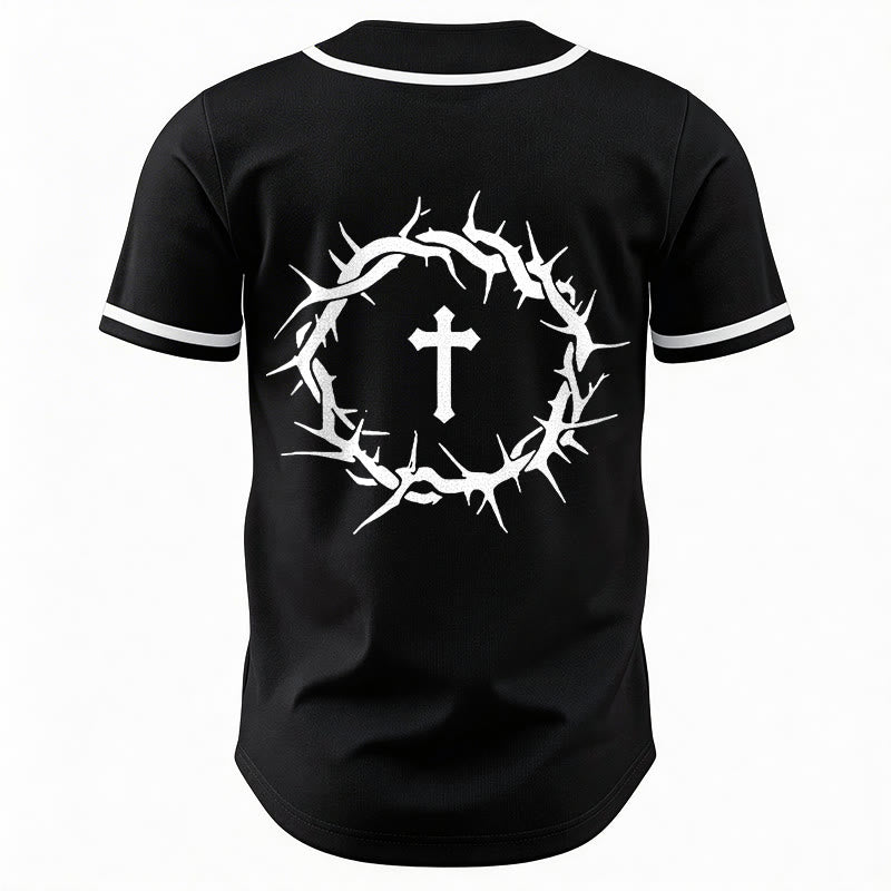 Christianartworkshop La foi plutôt que la peur Deutéronome 3:22 Maillot de baseball avec croix et couronne d'épines - image 13