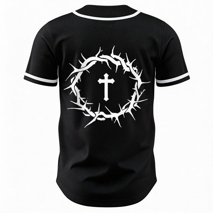 Christianartworkshop La foi plutôt que la peur Deutéronome 3:22 Maillot de baseball avec croix et couronne d'épines - image 13