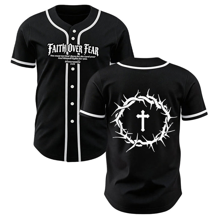 Christianartworkshop La foi plutôt que la peur Deutéronome 3:22 Maillot de baseball avec croix et couronne d'épines - Noir - 5XL - image 7