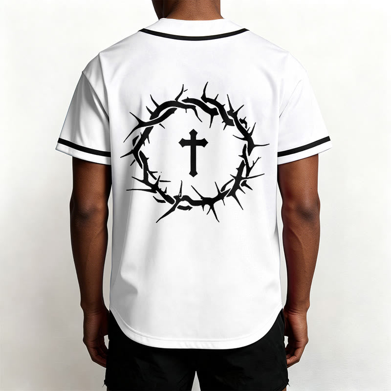 Christianartworkshop La foi plutôt que la peur Deutéronome 3:22 Maillot de baseball avec croix et couronne d'épines - image 4