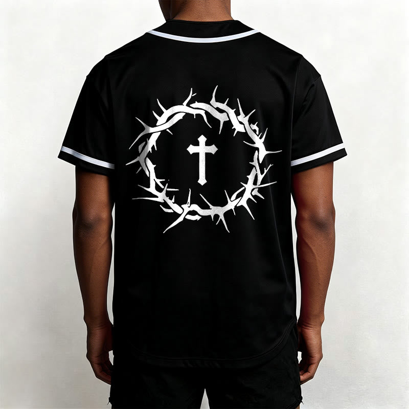 Christianartworkshop La foi plutôt que la peur Deutéronome 3:22 Maillot de baseball avec croix et couronne d'épines - image 11