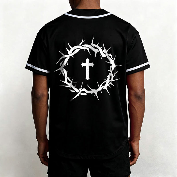Christianartworkshop La foi plutôt que la peur Deutéronome 3:22 Maillot de baseball avec croix et couronne d'épines - image 11