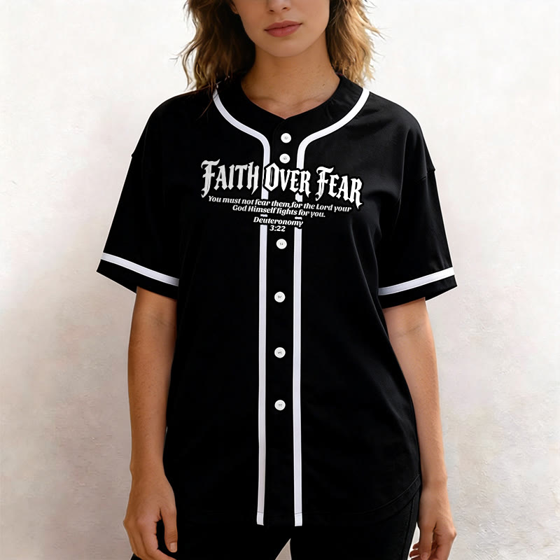 Christianartworkshop La foi plutôt que la peur Deutéronome 3:22 Maillot de baseball avec croix et couronne d'épines - image 9