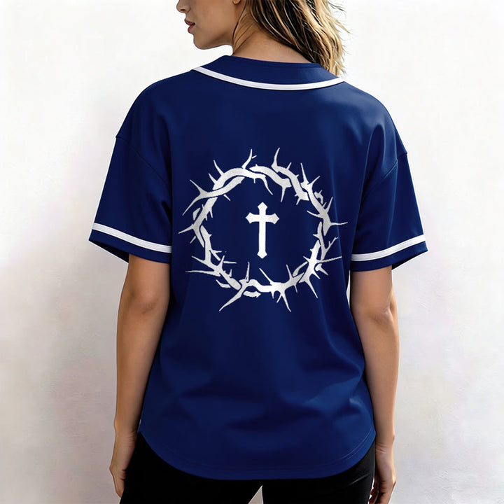 Christianartworkshop La foi plutôt que la peur Deutéronome 3:22 Maillot de baseball avec croix et couronne d'épines - image 19