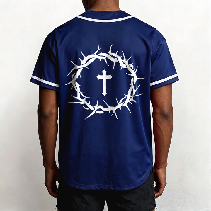 Christianartworkshop La foi plutôt que la peur Deutéronome 3:22 Maillot de baseball avec croix et couronne d'épines - image 18
