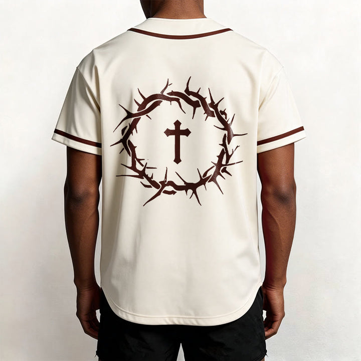 Christianartworkshop La foi plutôt que la peur Deutéronome 3:22 Maillot de baseball avec croix et couronne d'épines - image 25
