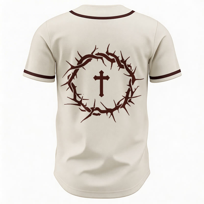 Christianartworkshop La foi plutôt que la peur Deutéronome 3:22 Maillot de baseball avec croix et couronne d'épines - image 27
