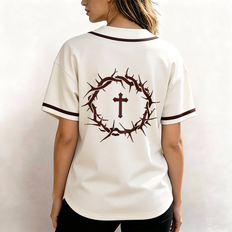 Christianartworkshop La foi plutôt que la peur Deutéronome 3:22 Maillot de baseball avec croix et couronne d'épines - image 26