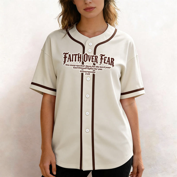 Christianartworkshop La foi plutôt que la peur Deutéronome 3:22 Maillot de baseball avec croix et couronne d'épines - image 23
