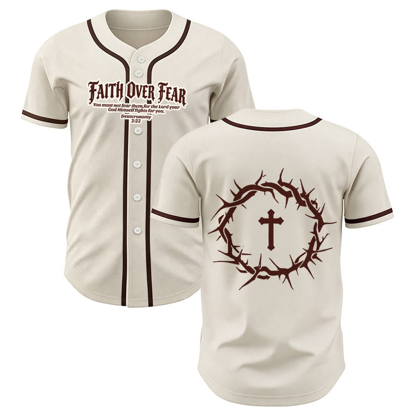 Christianartworkshop La foi plutôt que la peur Deutéronome 3:22 Maillot de baseball avec croix et couronne d'épines - Abricot - 5XL - image 21