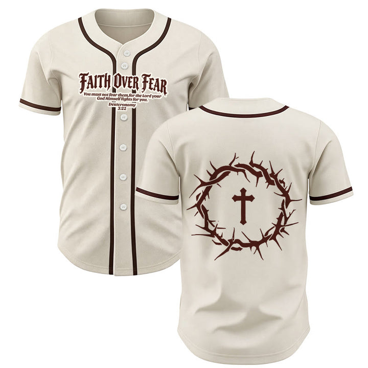 Christianartworkshop La foi plutôt que la peur Deutéronome 3:22 Maillot de baseball avec croix et couronne d'épines - Abricot - 5XL - image 21
