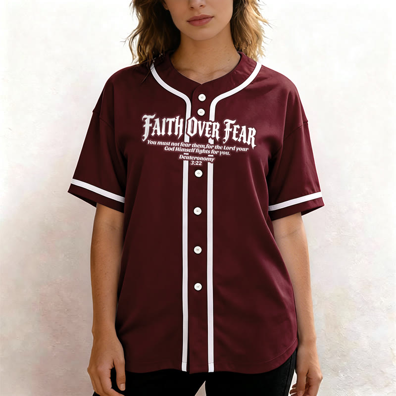 Christianartworkshop La foi plutôt que la peur Deutéronome 3:22 Maillot de baseball avec croix et couronne d'épines - image 37