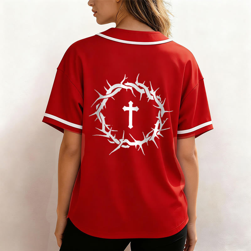 Christianartworkshop La foi plutôt que la peur Deutéronome 3:22 Maillot de baseball avec croix et couronne d'épines - image 33