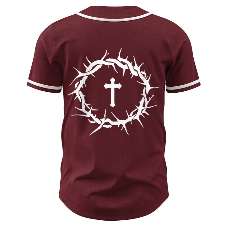 Christianartworkshop La foi plutôt que la peur Deutéronome 3:22 Maillot de baseball avec croix et couronne d'épines - image 41