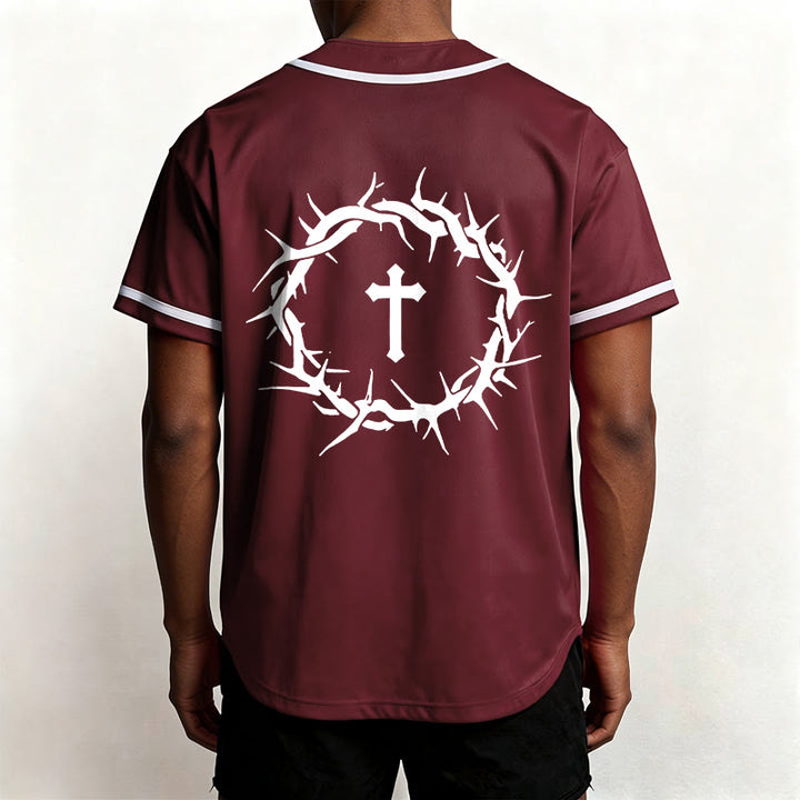 Christianartworkshop La foi plutôt que la peur Deutéronome 3:22 Maillot de baseball avec croix et couronne d'épines - image 39