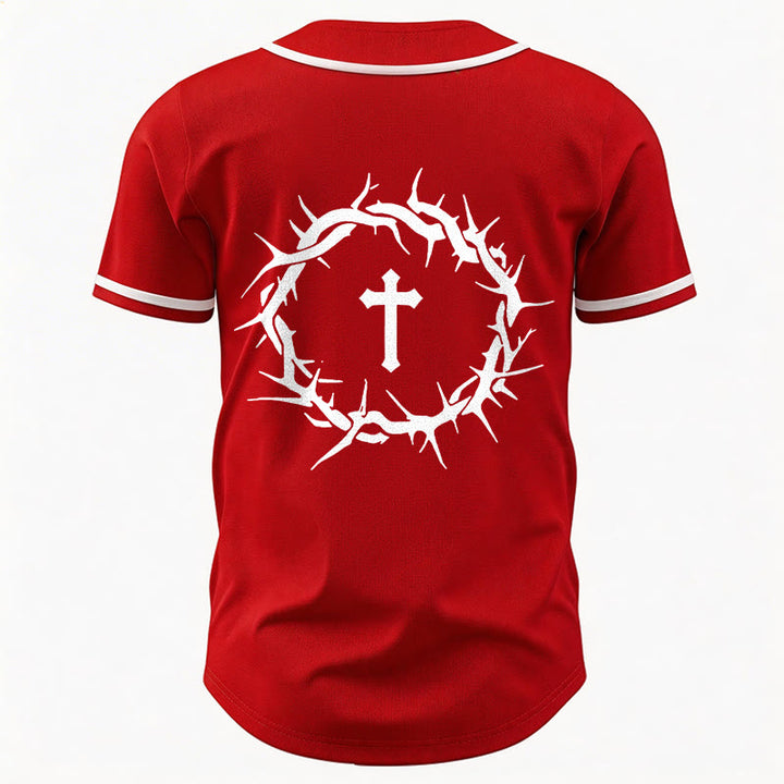 Christianartworkshop La foi plutôt que la peur Deutéronome 3:22 Maillot de baseball avec croix et couronne d'épines - image 34
