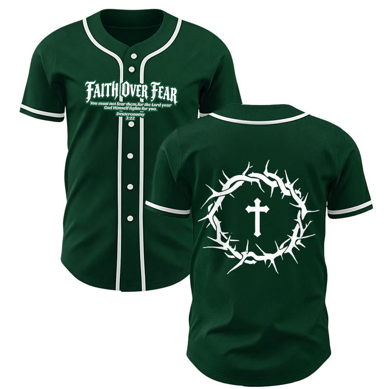 Christianartworkshop La foi plutôt que la peur Deutéronome 3:22 Maillot de baseball avec croix et couronne d'épines - Vert - 5XL - image 49