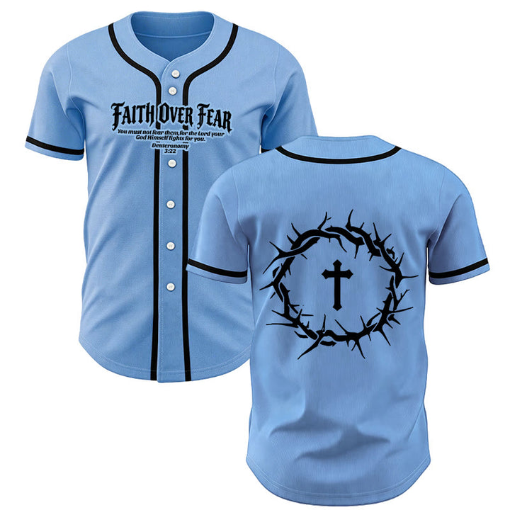 Christianartworkshop La foi plutôt que la peur Deutéronome 3:22 Maillot de baseball avec croix et couronne d'épines - Bleu - 5XL - image 42