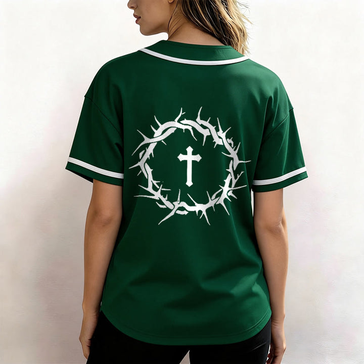 Christianartworkshop La foi plutôt que la peur Deutéronome 3:22 Maillot de baseball avec croix et couronne d'épines - image 54