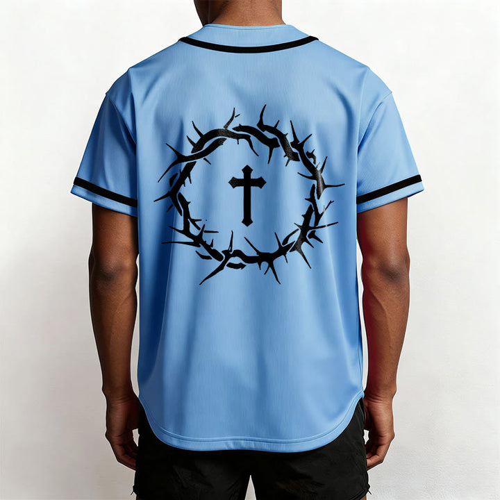 Christianartworkshop La foi plutôt que la peur Deutéronome 3:22 Maillot de baseball avec croix et couronne d'épines - image 46