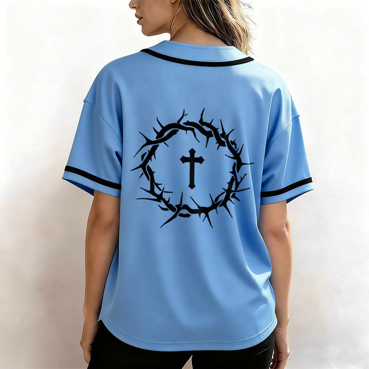 Christianartworkshop La foi plutôt que la peur Deutéronome 3:22 Maillot de baseball avec croix et couronne d'épines - image 47