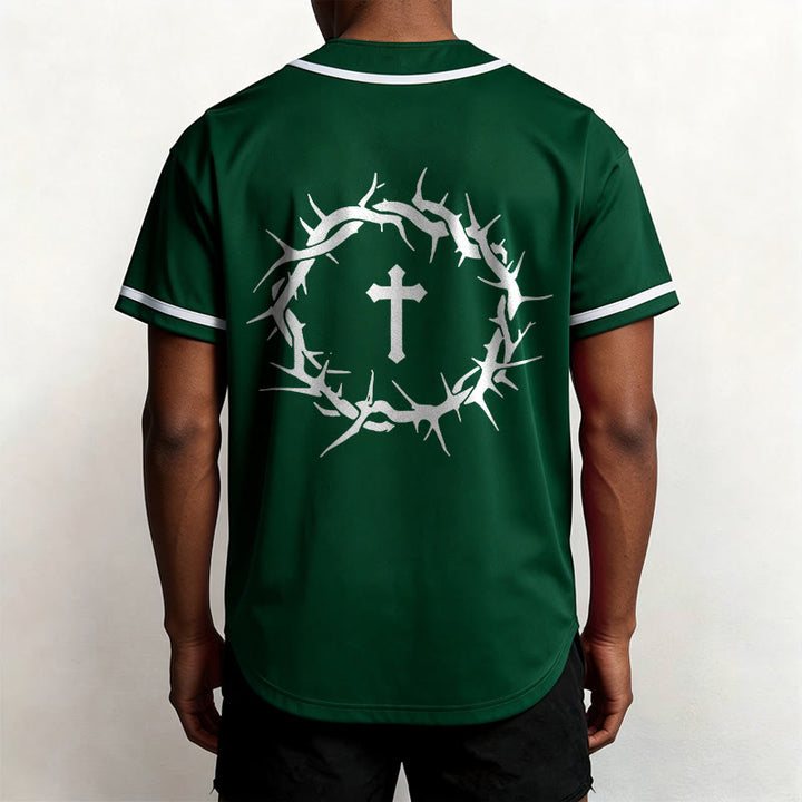 Christianartworkshop La foi plutôt que la peur Deutéronome 3:22 Maillot de baseball avec croix et couronne d'épines - image 53