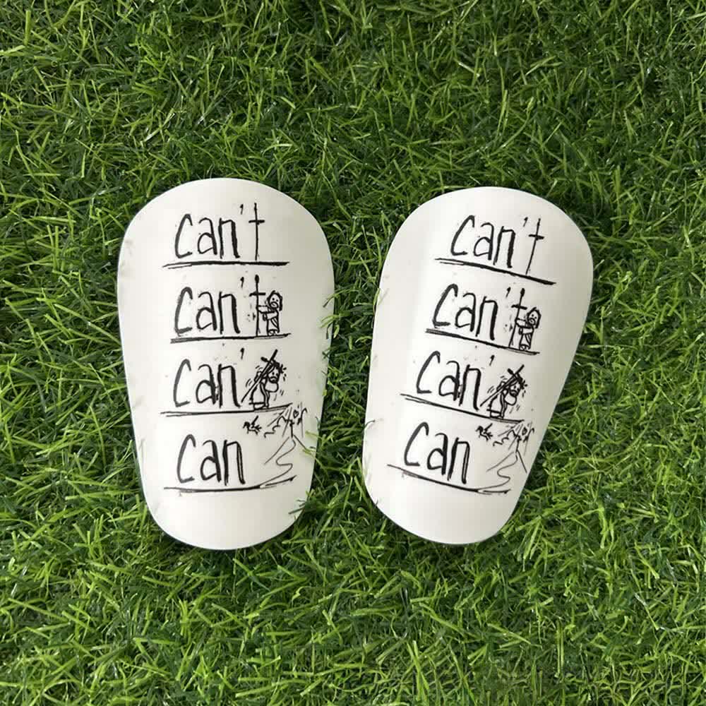 Christianartworkshop Protège-tibias de football inspirants « Can't to Can » pour l'entraînement et les matchs - Motif noir - 12*8cm - image 1